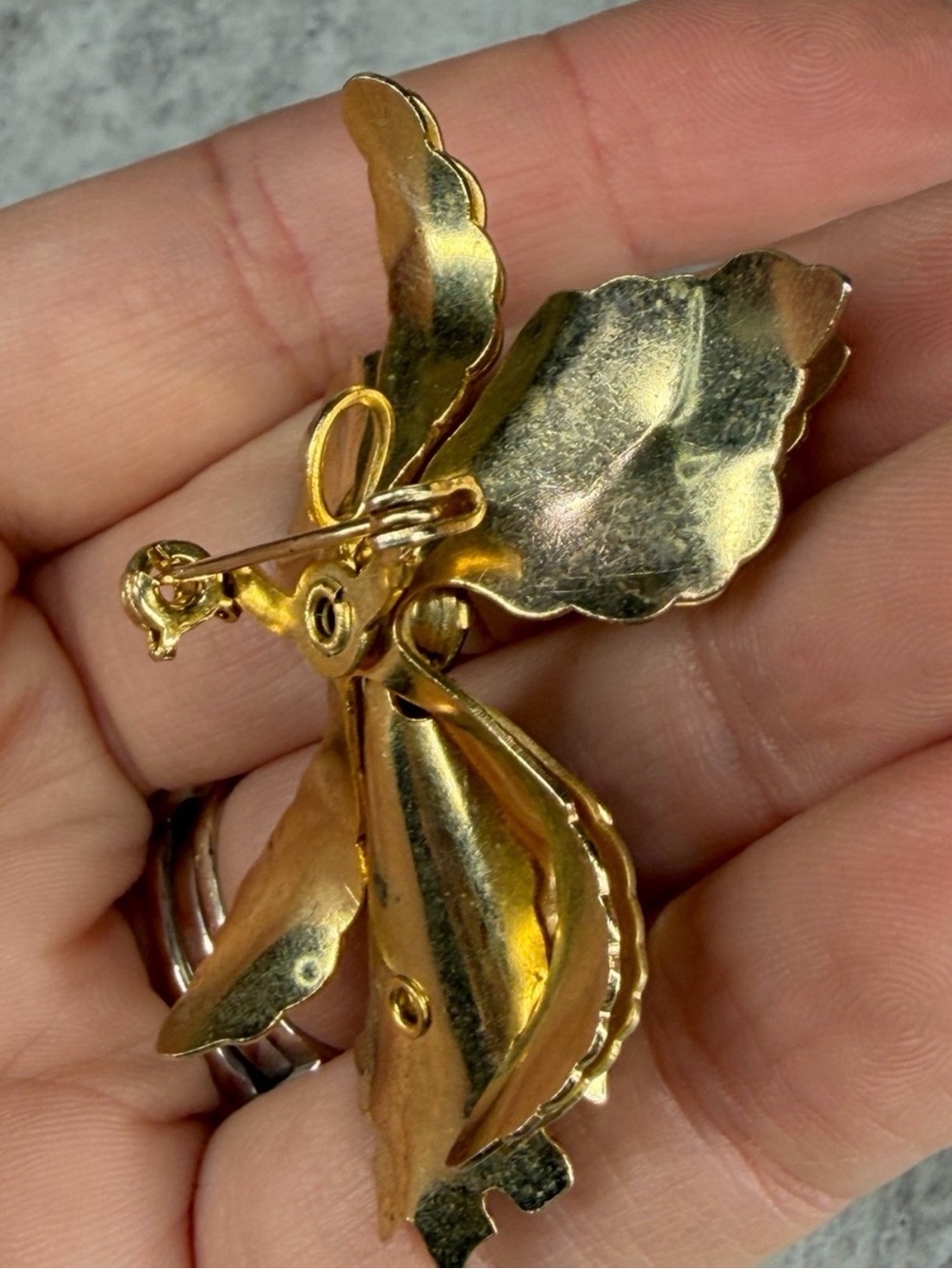 Orchid Brooch & Screw Back Earrings Set Bugbee & Niles Co Jewelry Rhinestone Lot - Picture 8 of 8